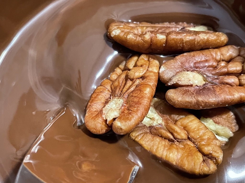 Nueces en bol de chocolate