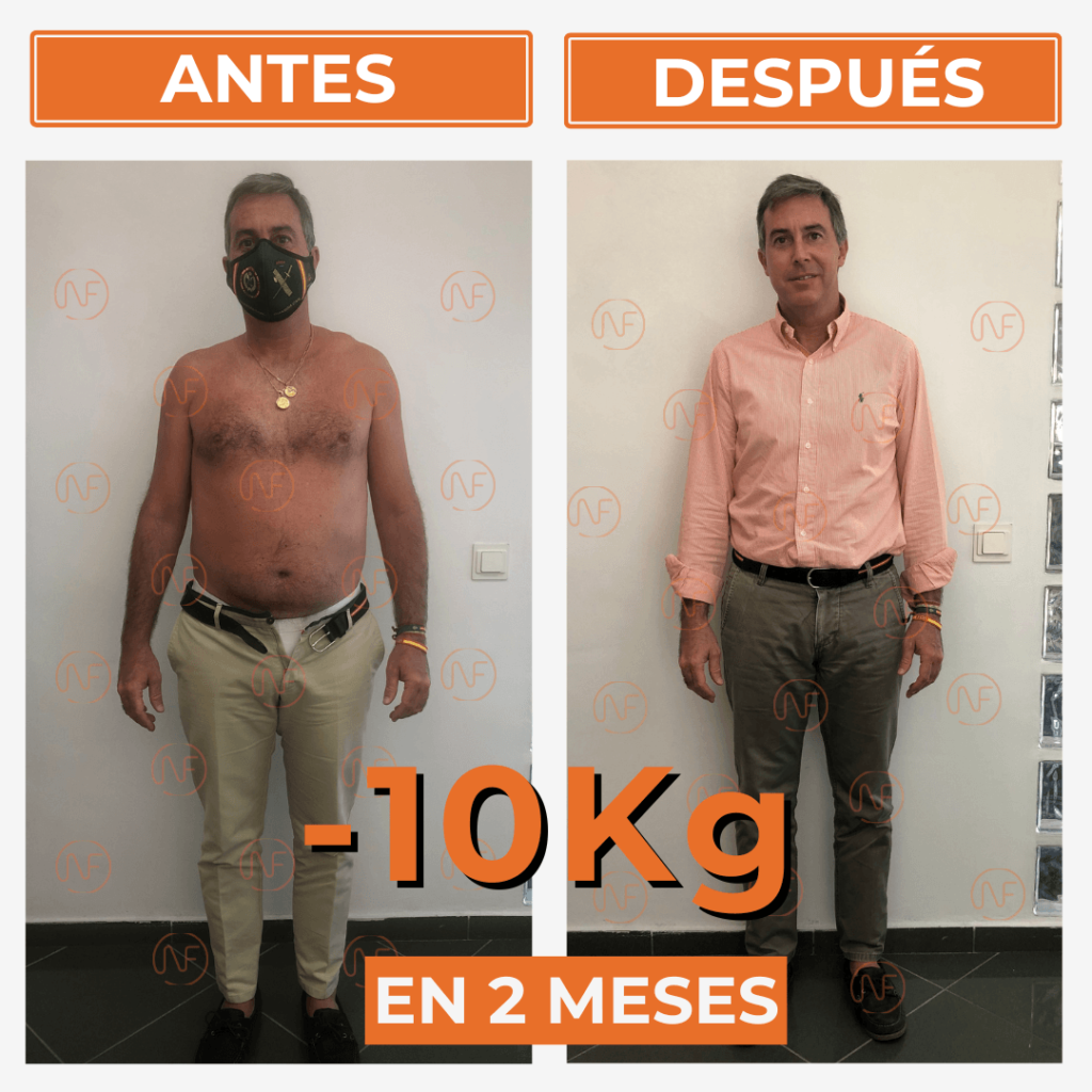 Antes y después frontal de Pedro Barceló tras perder 10 kg en 2 meses