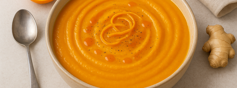 Crema de calabaza con jengibre y un toque de naranja